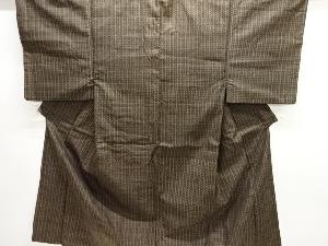 アンティーク　泥染め　縞織り出し手織り紬男物着物